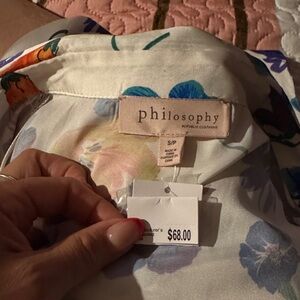 Philosophy Floral Blouse - White and Blue